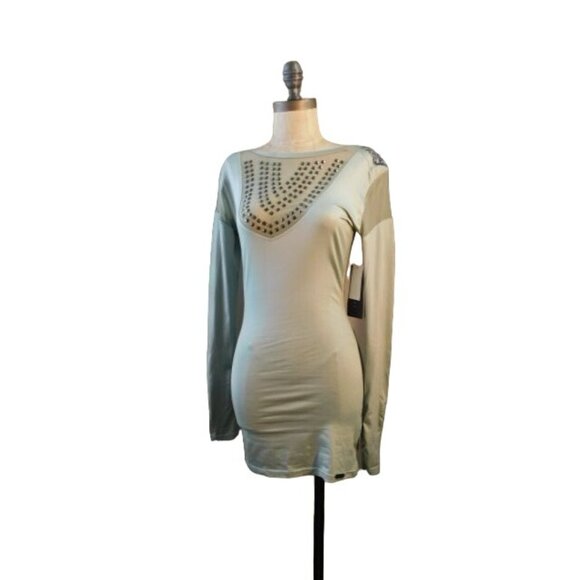 Sean John Size S Small  Sage Green Riveted Long Sleeve Top NWT $74 - Picture 1 of 4